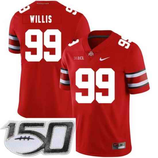 Ohio State Buckeyes 99 Bill Willis Red Nike College Football Stitched 150th Anniversary Patch Jersey